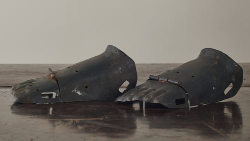 PAIR OF STEEL WARRIOR FOOT GUARDS